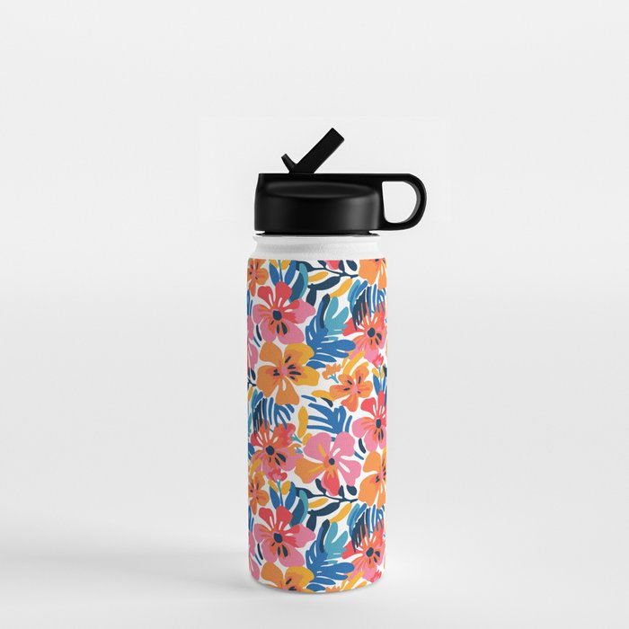 Tropical watercolor flower nature art pattern Water Bottle Gallery Image 1