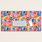 Tropical watercolor flower nature art pattern Desk Mat Gallery Image 1