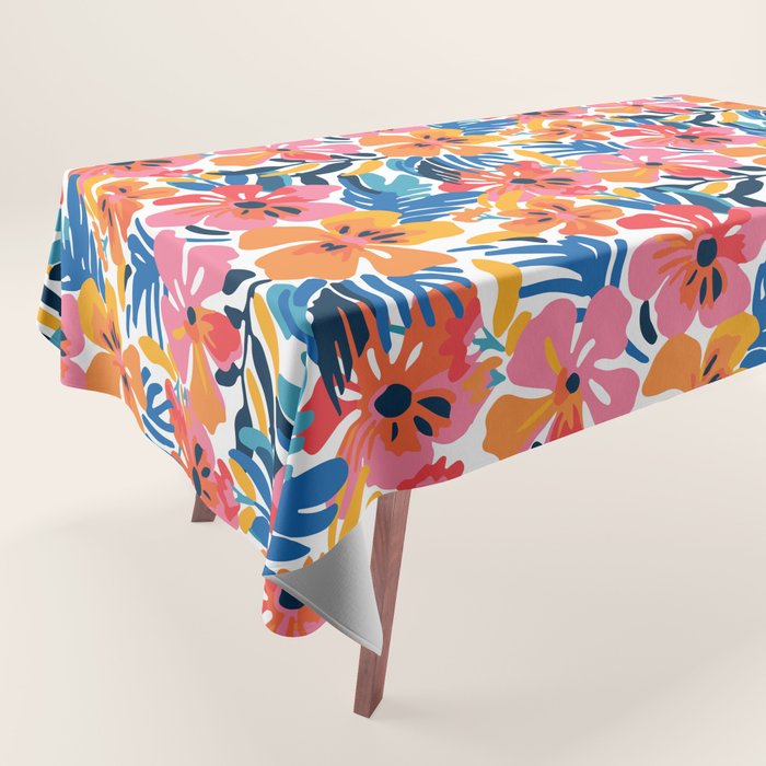 Tropical watercolor flower nature art pattern Tablecloth Gallery Image 1