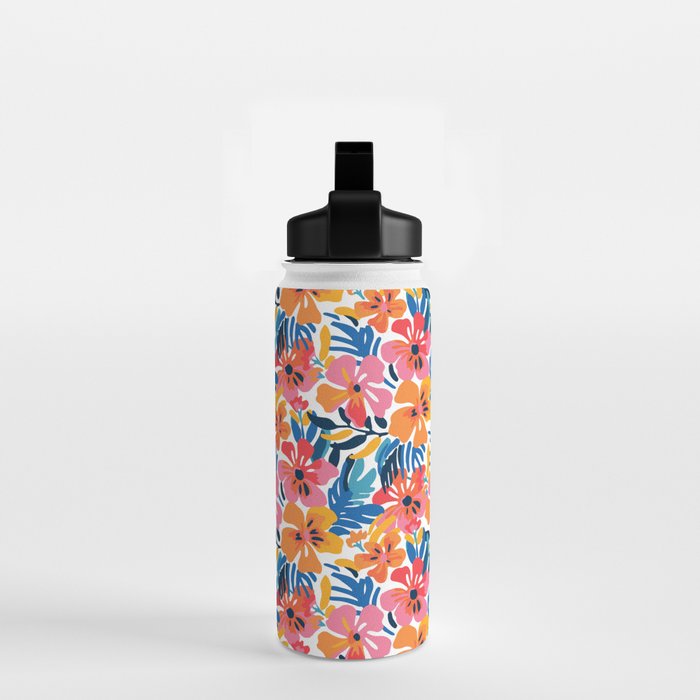Tropical watercolor flower nature art pattern Water Bottle Gallery Image 2