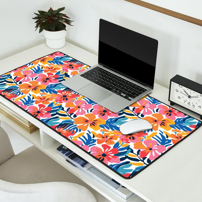 Tropical watercolor flower nature art pattern Desk Mat Gallery Image 2