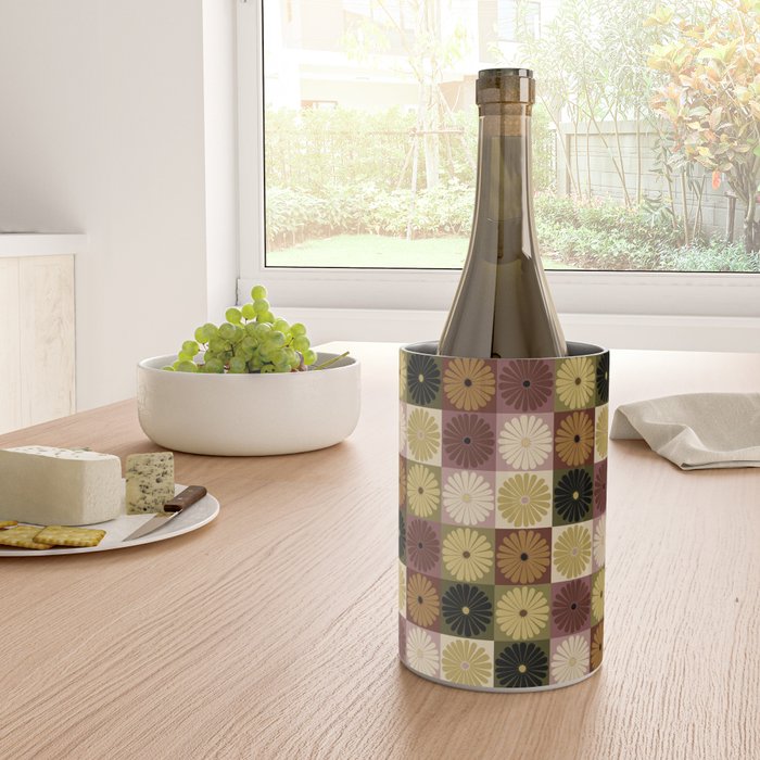 Retro Flowers Check Pattern III Wine Chiller Gallery Image 4