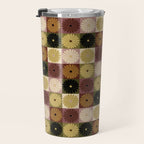 Retro Flowers Check Pattern III Travel Mug Gallery Image 3