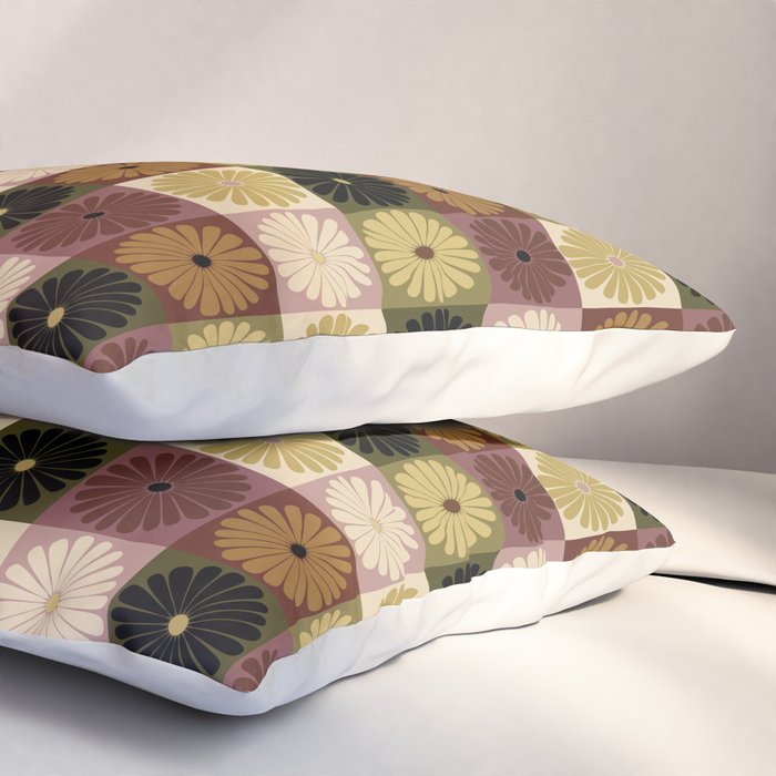 Retro Flowers Check Pattern III Pillow Sham Gallery Image 3