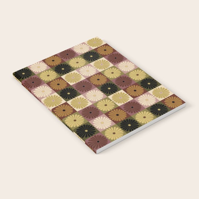 Retro Flowers Check Pattern III Notebook Gallery Image 1