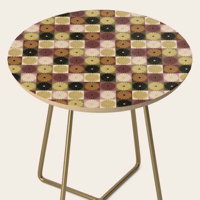 Retro Flowers Check Pattern III Side Table Gallery Image 2