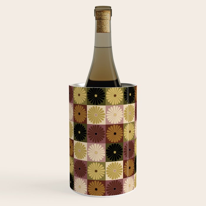 Retro Flowers Check Pattern III Wine Chiller Gallery Image 2