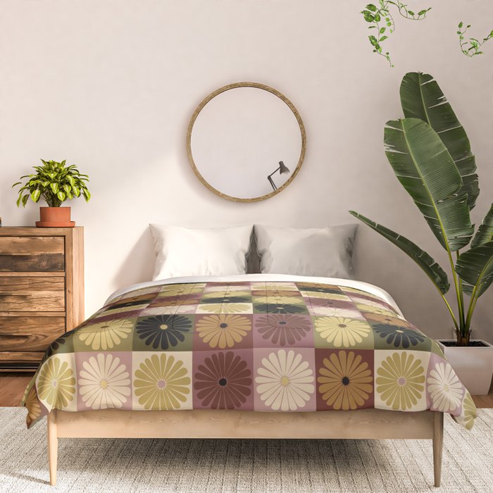 Retro Flowers Check Pattern III Comforter Gallery Image 3