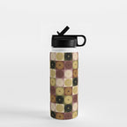 Retro Flowers Check Pattern III Water Bottle Gallery Image 1