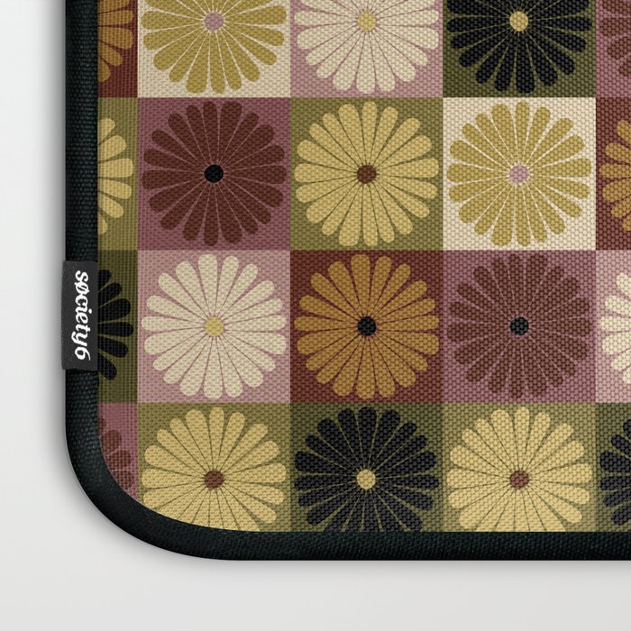 Retro Flowers Check Pattern III Laptop Sleeve Gallery Image 3