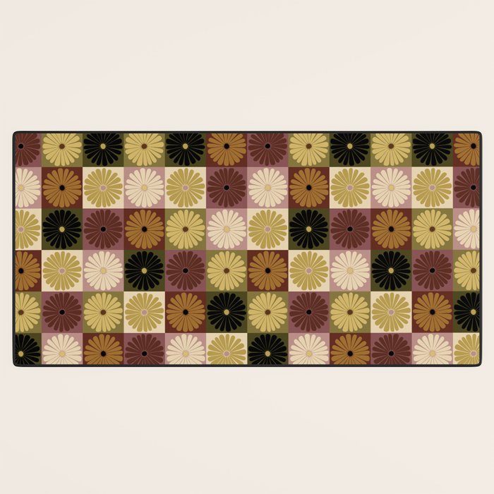 Retro Flowers Check Pattern III Desk Mat Gallery Image 3