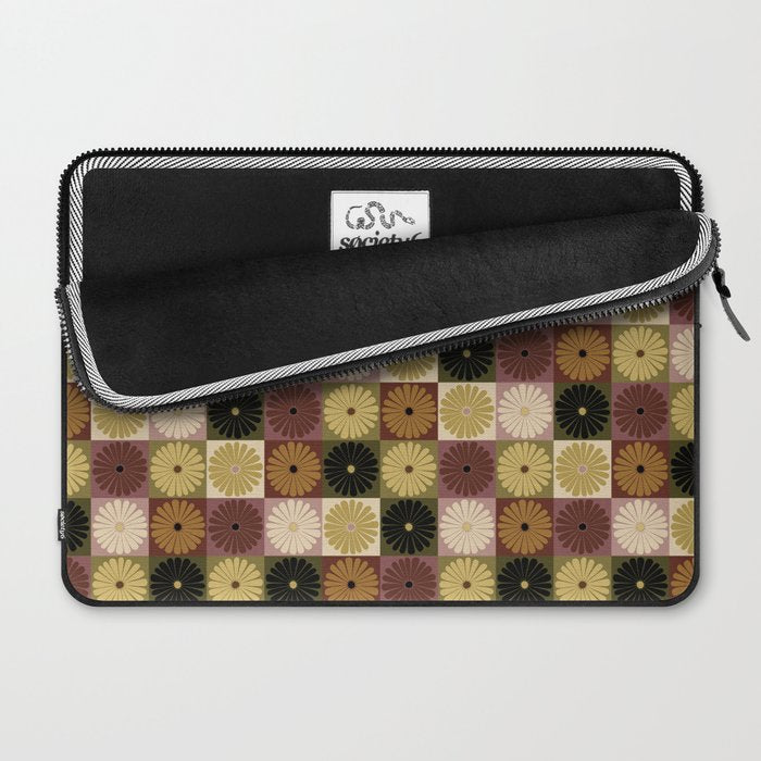 Retro Flowers Check Pattern III Laptop Sleeve Gallery Image 2
