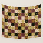 Retro Flowers Check Pattern III Wall Tapestry Gallery Image 4