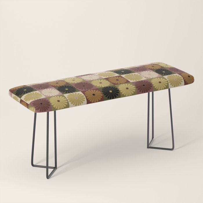 Retro Flowers Check Pattern III Bench Gallery Image 1