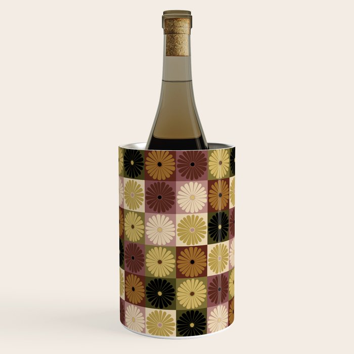 Retro Flowers Check Pattern III Wine Chiller Gallery Image 1