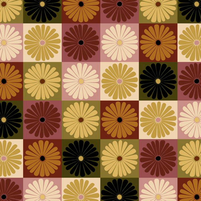 Retro Flowers Check Pattern III Coffee Mug Gallery Image 2