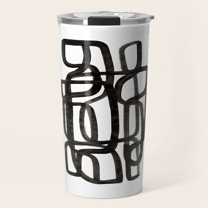 'Writing On The Wall' Mid Century Modern Fun Abstract Shapes  Travel Mug Gallery Image 1