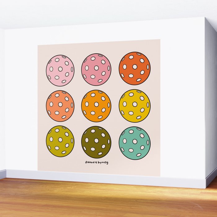 Rainbow Pickleballs Wall Mural Gallery Image 2