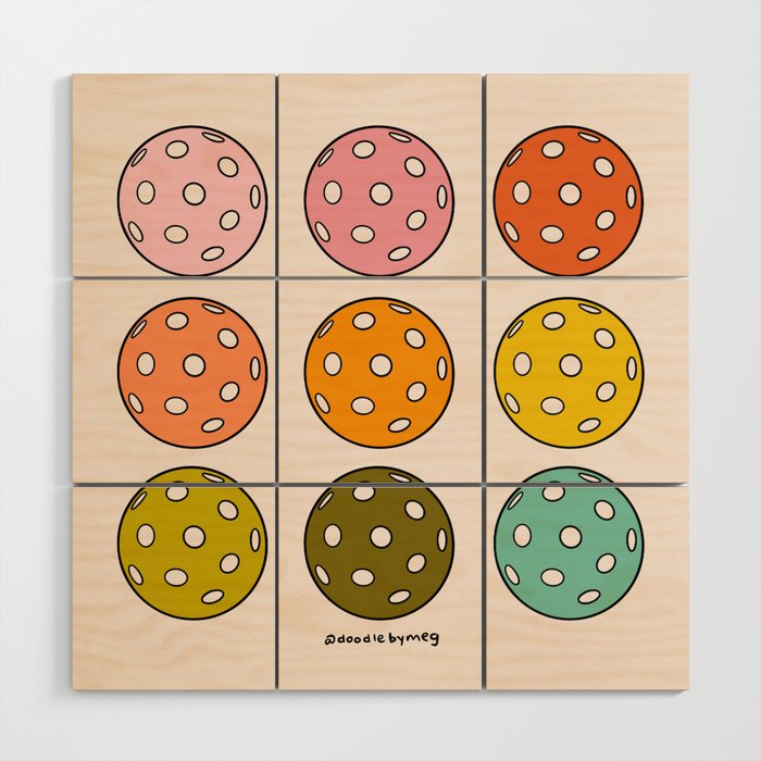 Rainbow Pickleballs Wood Wall Art Gallery Image 1