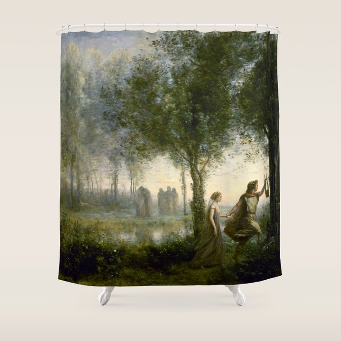 Jean-Baptiste-Camille Corot "Orpheus Leading Eurydice from the Underworld" Shower Curtain Gallery Image 1
