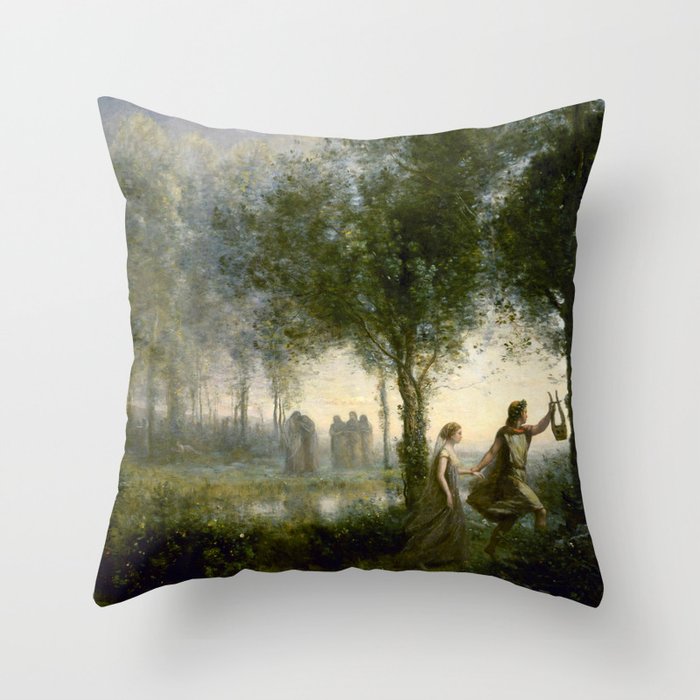 Jean-Baptiste-Camille Corot "Orpheus Leading Eurydice from the Underworld" Throw Pillow Gallery Image 6