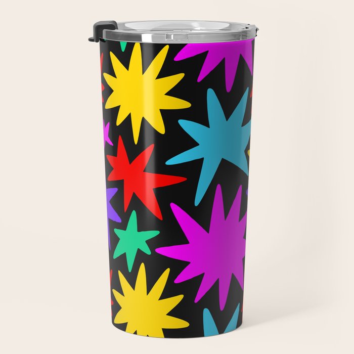 Colorful fun star shape art pattern Travel Mug Gallery Image 3