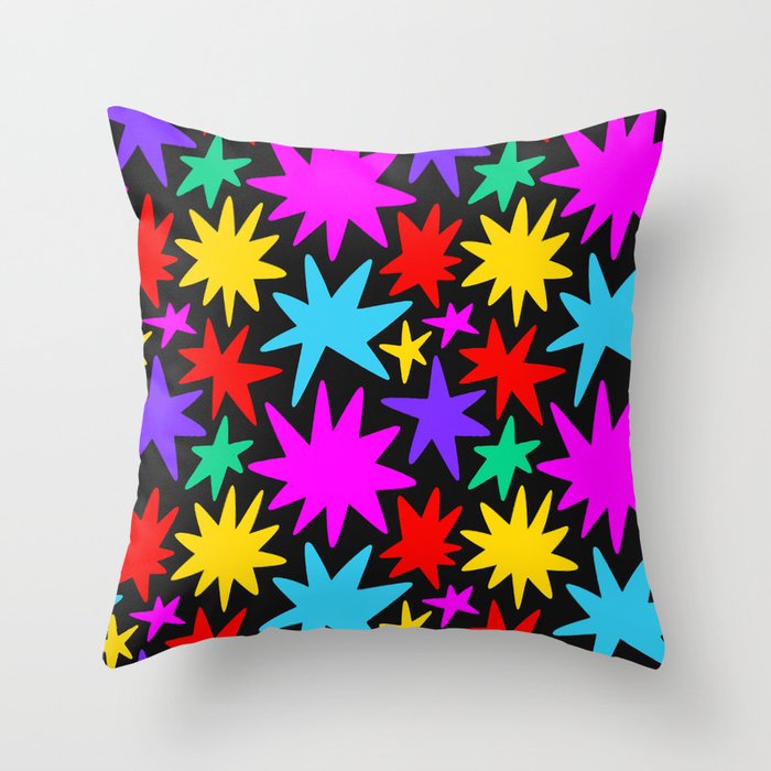 Colorful fun star shape art pattern Throw Pillow Gallery Image 6