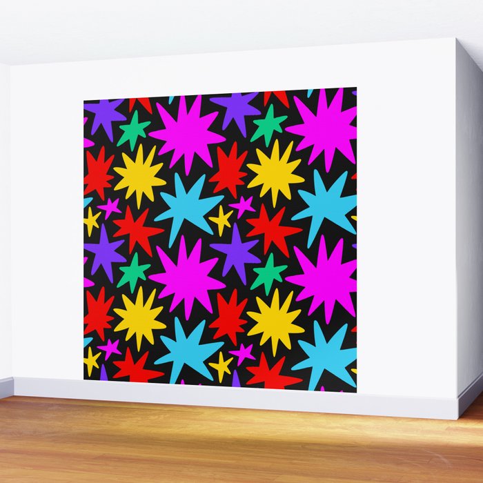 Colorful fun star shape art pattern Wall Mural Gallery Image 2