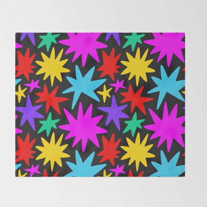 Colorful fun star shape art pattern Throw Blanket Gallery Image 2