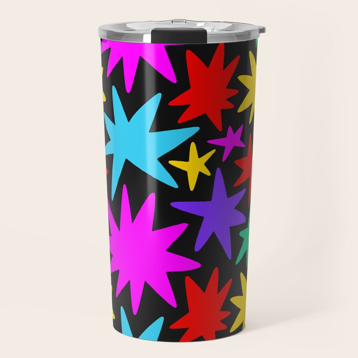 Colorful fun star shape art pattern Travel Mug Gallery Image 1