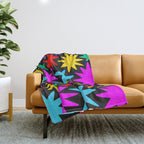 Colorful fun star shape art pattern Throw Blanket Gallery Image 1
