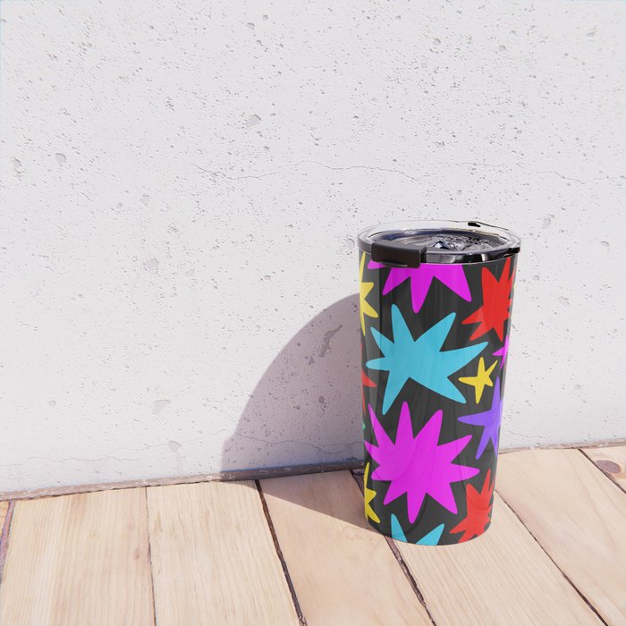 Colorful fun star shape art pattern Travel Mug Gallery Image 4