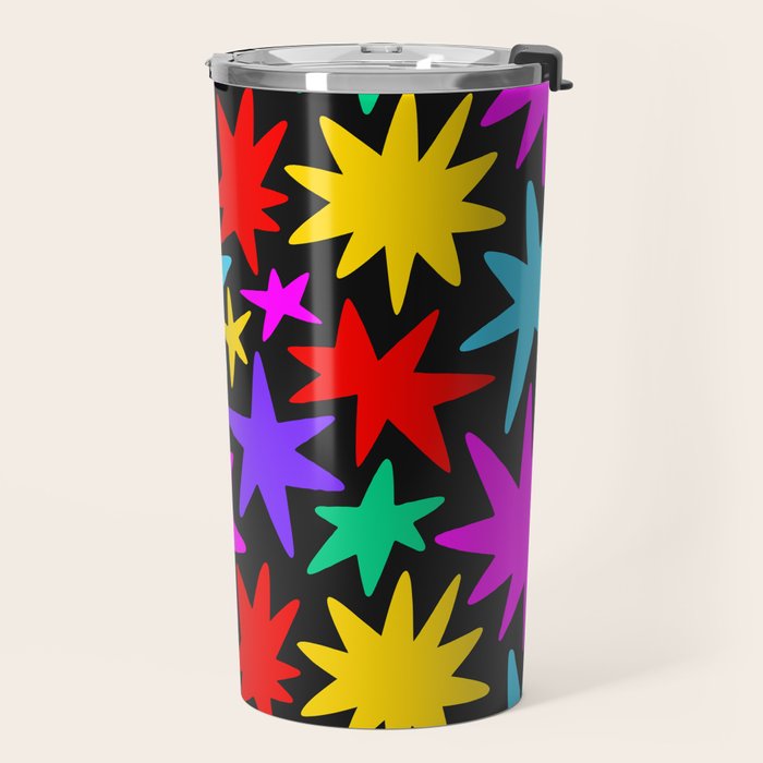 Colorful fun star shape art pattern Travel Mug Gallery Image 2