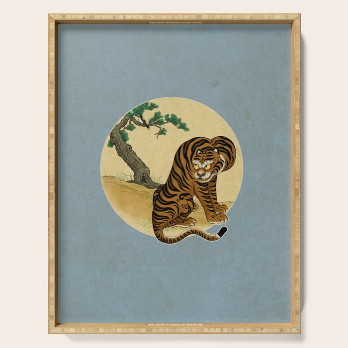 Tiger with magpie type-C : Minhwa-Korean traditional/folk art Serving Tray Gallery Image 1
