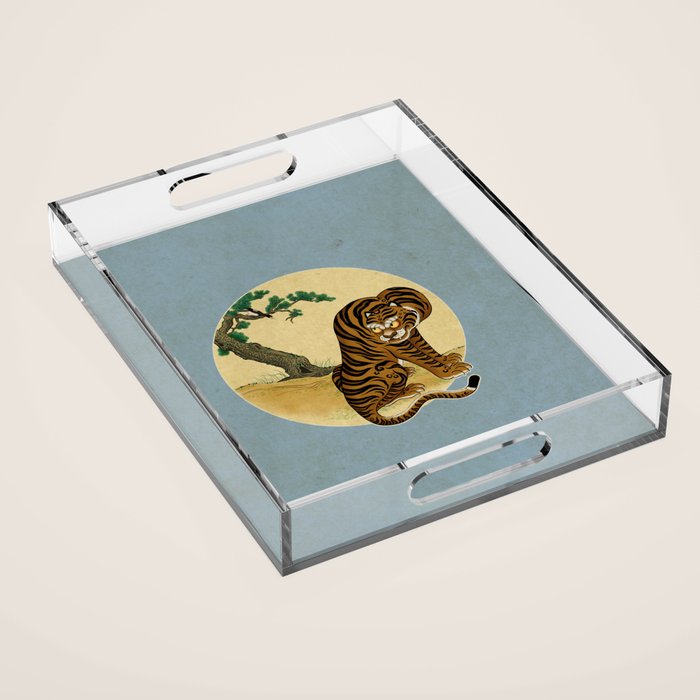 Tiger with magpie type-C : Minhwa-Korean traditional/folk art Acrylic Tray Gallery Image 1