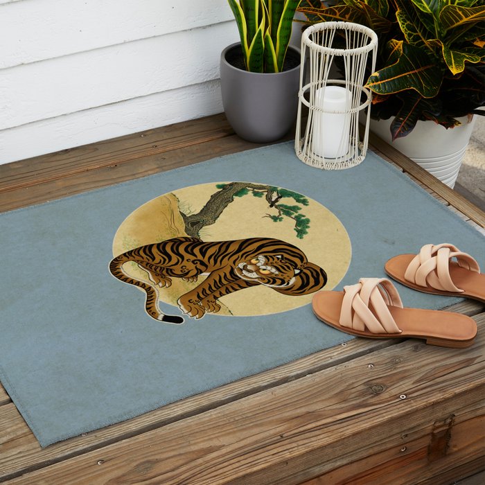 Tiger with magpie type-C : Minhwa-Korean traditional/folk art Outdoor Rug Gallery Image 2