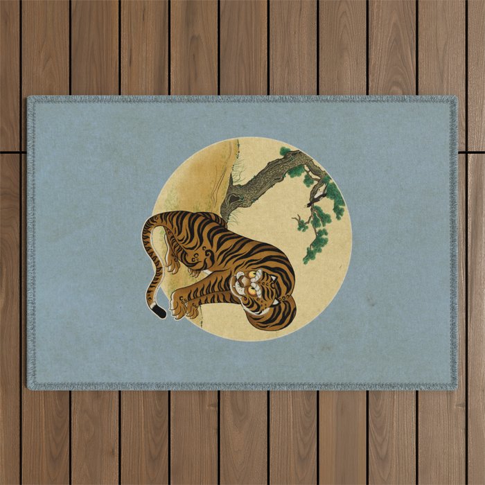 Tiger with magpie type-C : Minhwa-Korean traditional/folk art Outdoor Rug Gallery Image 1