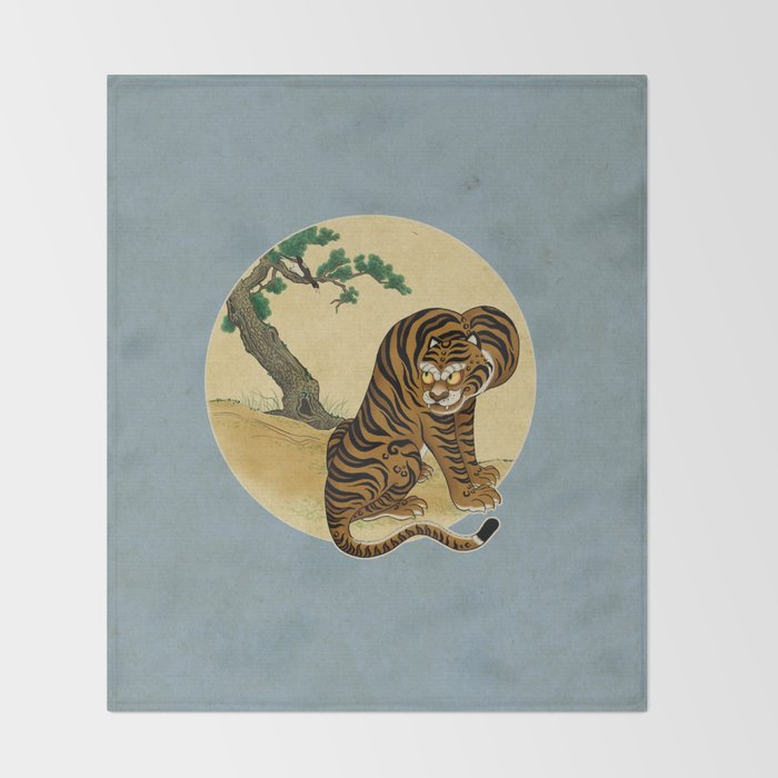 Tiger with magpie type-C : Minhwa-Korean traditional/folk art Throw Blanket Gallery Image 2