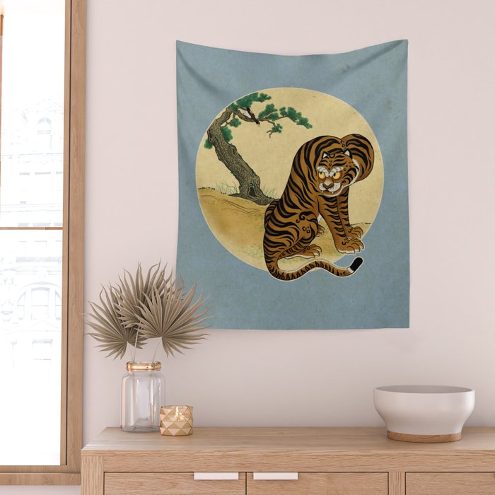 Tiger with magpie type-C : Minhwa-Korean traditional/folk art Wall Tapestry Gallery Image 2