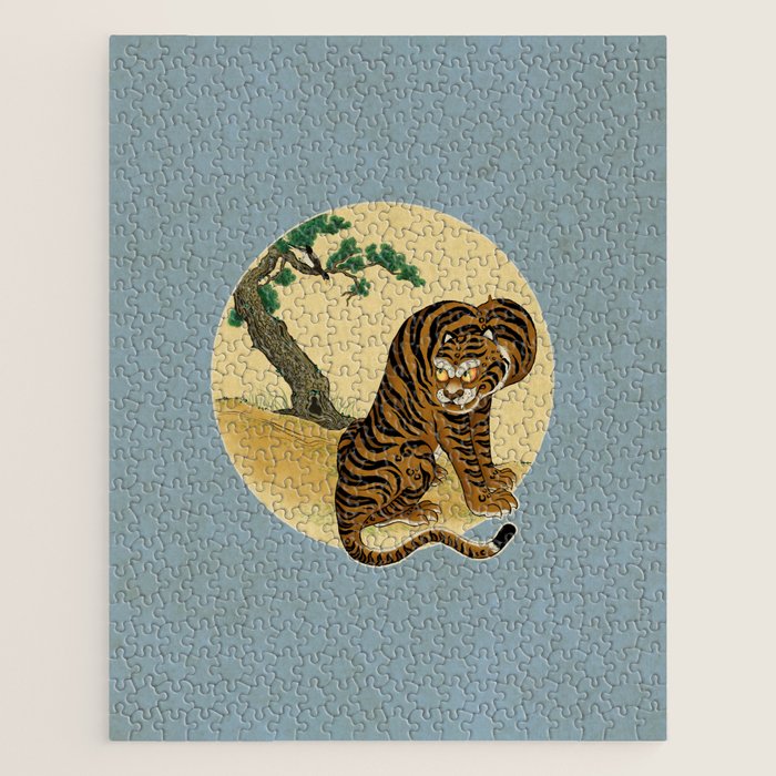 Tiger with magpie type-C : Minhwa-Korean traditional/folk art Jigsaw Puzzle Gallery Image 1