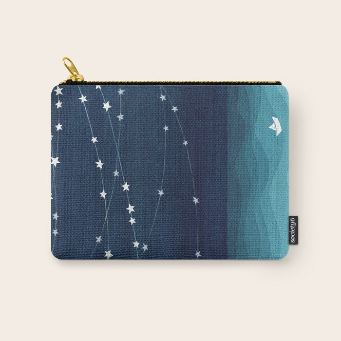 Garlands of stars, watercolor teal ocean Carry All Pouch Gallery Image 1