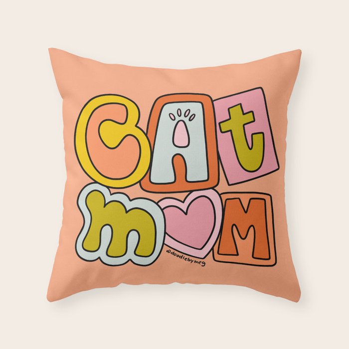 Cat Mom Throw Pillow Gallery Image 1