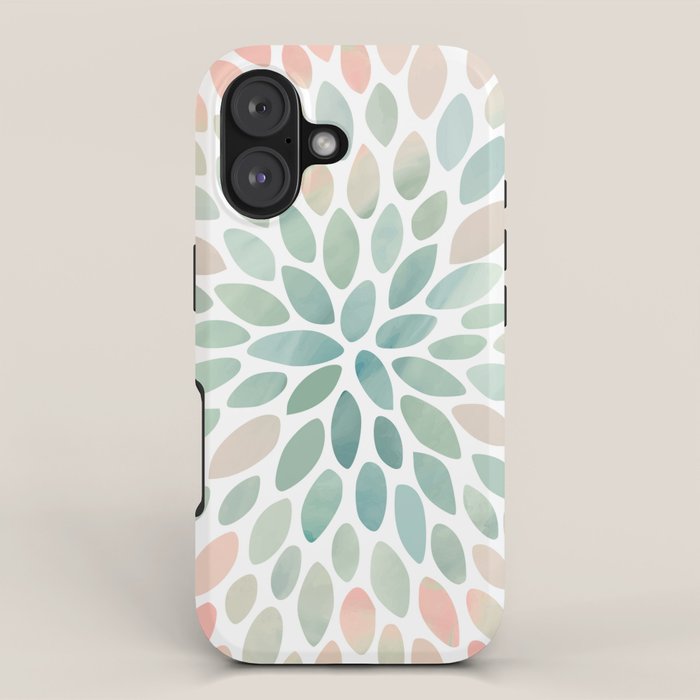 Floral Bloom, Abstract Watercolor, Coral, Peach, Green, Floral Prints iPhone Case Gallery Image 1