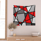 Triangels Geometric Lines red - grey - white Wall Tapestry Gallery Image 2
