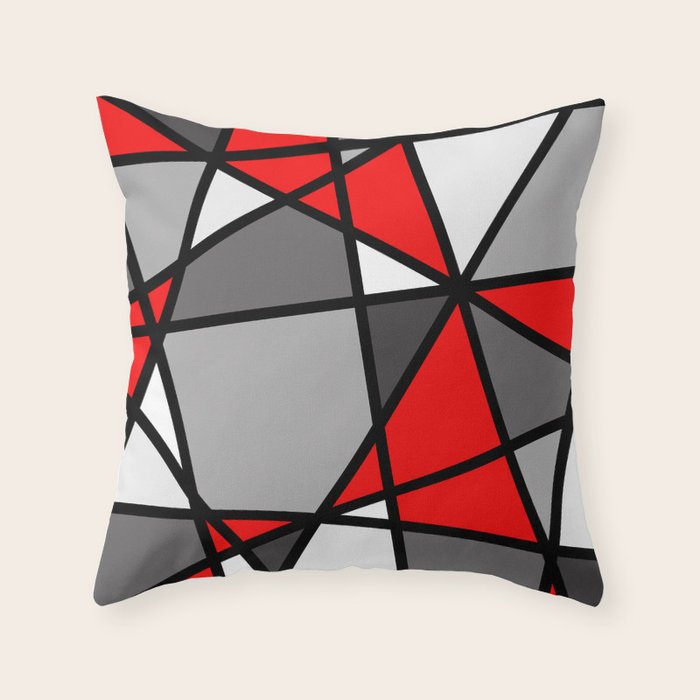 Triangels Geometric Lines red - grey - white Throw Pillow Gallery Image 1