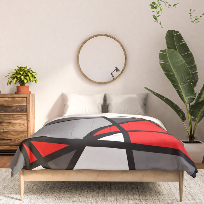 Triangels Geometric Lines red - grey - white Comforter Gallery Image 3