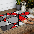 Triangels Geometric Lines red - grey - white Outdoor Rug Gallery Image 2