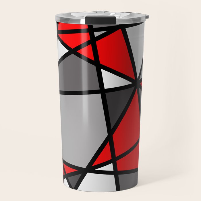 Triangels Geometric Lines red - grey - white Travel Mug Gallery Image 1