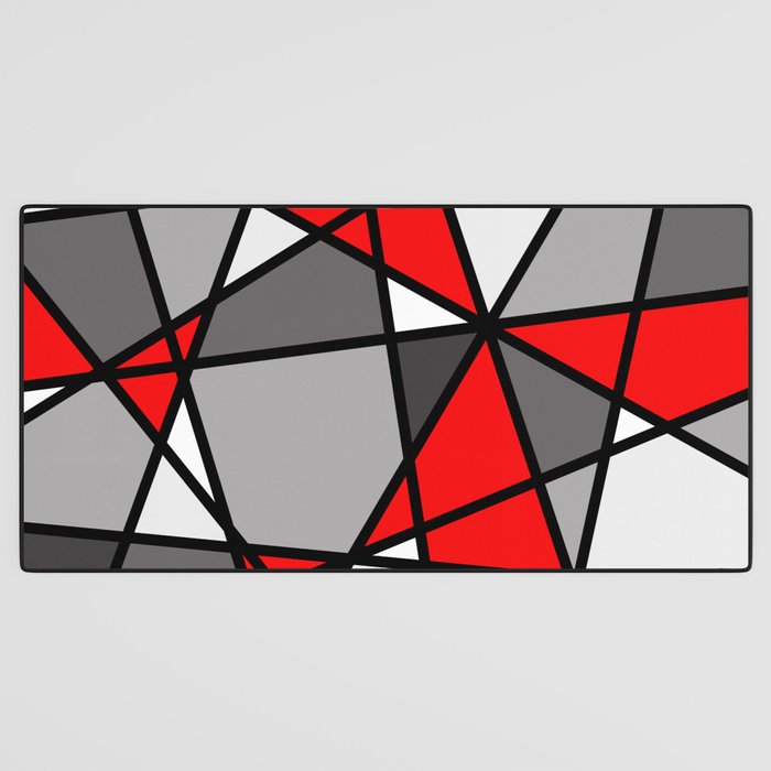 Triangels Geometric Lines red - grey - white Desk Mat Gallery Image 3