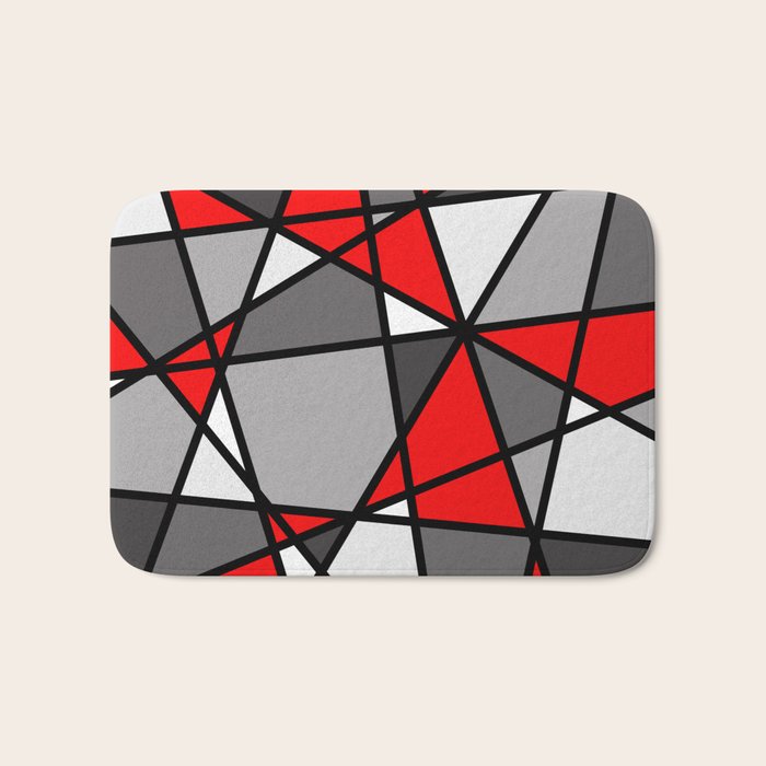Triangels Geometric Lines red - grey - white Bath Mat Gallery Image 1